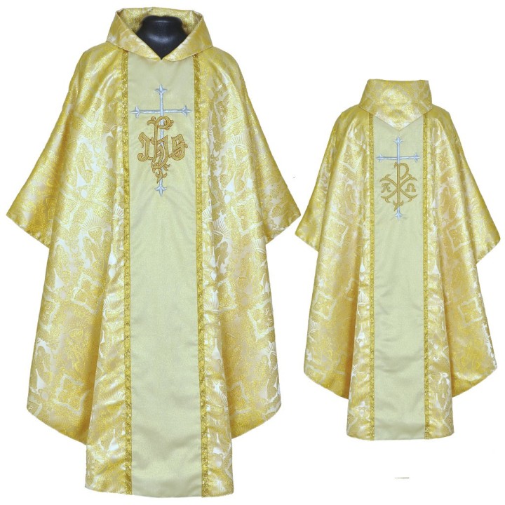 CASULLA BROCADA CON JHS BORDADO