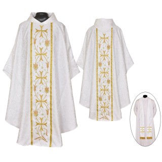 CASULLA DAMASCO GALON CRUCES SEDA