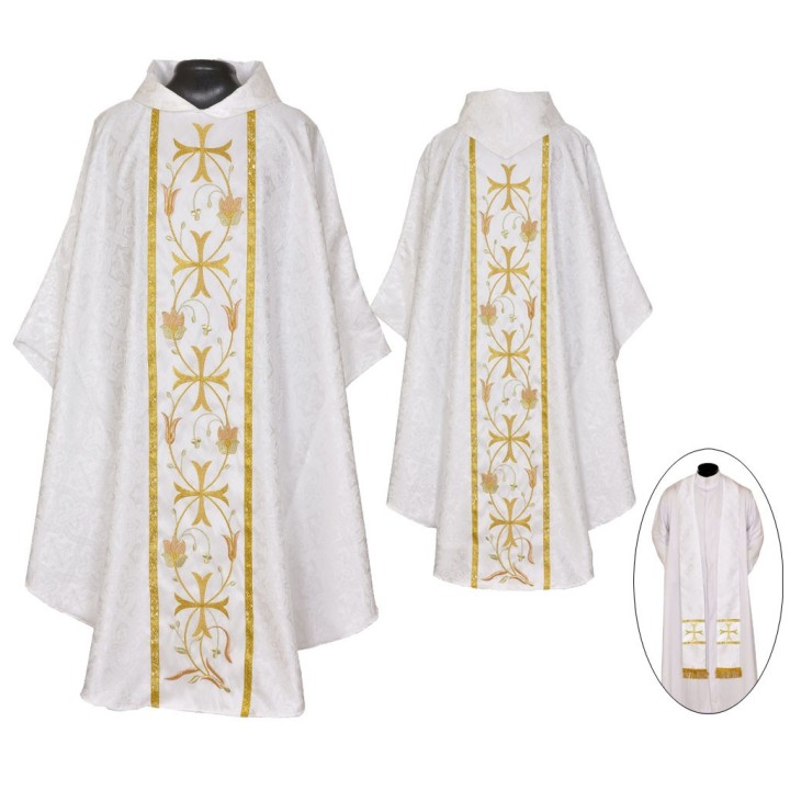 CASULLA DAMASCO GALON CRUCES SEDA